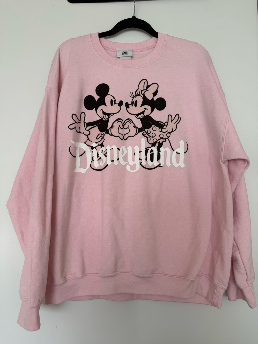 Disney Pink Crewneck Sweatshirt with Mickey & Minnie Disneyland Graphic